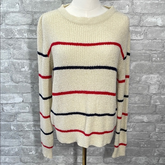 StyleMint Cream and Red Crew Neck Sweater - Picture 1 of 6